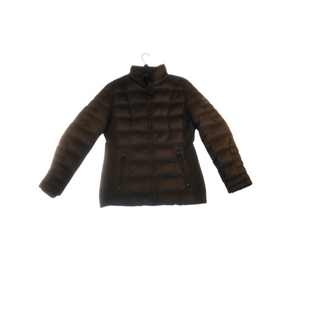 Nautica Women's Black Puffer Jacket Medium Water Resistant Quilted Full Zip Coat